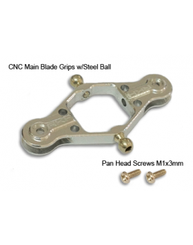 CNC Main Blade Grips w/Steel Ball Silver Blade mSR/mSR X mSR0303-S