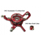CNC Swashplate and Collar V2 w/Steel Ball (Red) - Blade mCP X  mCPX188-R