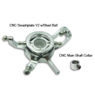 CNC Swashplate and Collar V2 w/Steel Ball (Silver) - Blade mCP X MCP X188-S