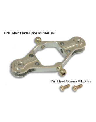 CNC Main Blade Grips w/Steel Ball Silver Blade mSR/mSR X mSR0303-S