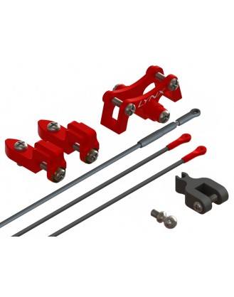 LX0895 - 130X - Carbon Tail Push Rod X Rotative Servo Combo - Stretched Boom Length - Red