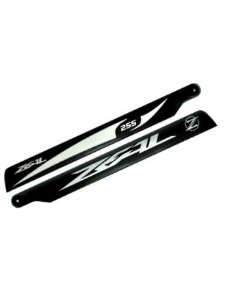 Zeal Carbon fiber main blades 255mm (Black/White) ZHM-255W
